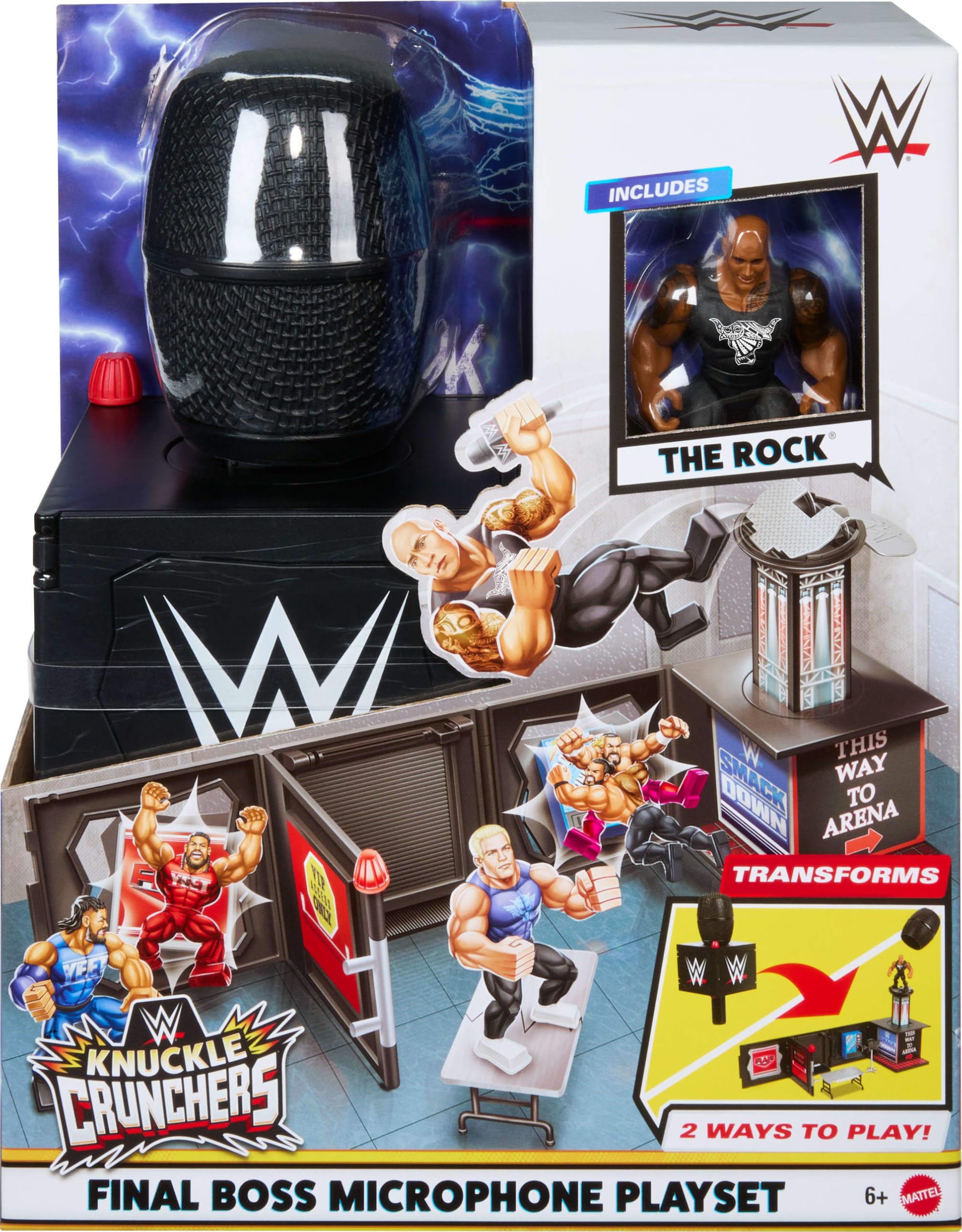Mattel WWE Knuckle Crunchers 2-in-1 Microphone & Playset with